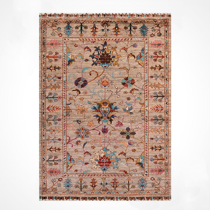 Sultani Binbirgece Orijinal El Dokuması Bej Kök Boya Yün Halı 102x146 1.49 Metrekare - 3x5 ft