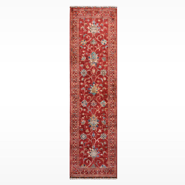 Sultani Binbirgece Yolluk Orijinal El Dokuması Kırmızı Kök Boya Yün Halı 0.80x246 1.97 Metrekare - 3x8 ft