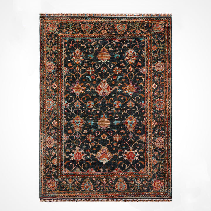 Sultani Binbirgece Orijinal El Dokuması Yeşil Kök Boya Yün Halı 170x237 4.03 Metrekare - 5x8