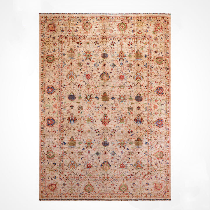 Sultani Binbirgece Original Hand-Woven Beige Vegetable Dyed Wool Carpet 271x367 9.95 Square Meters - 9x12 ft