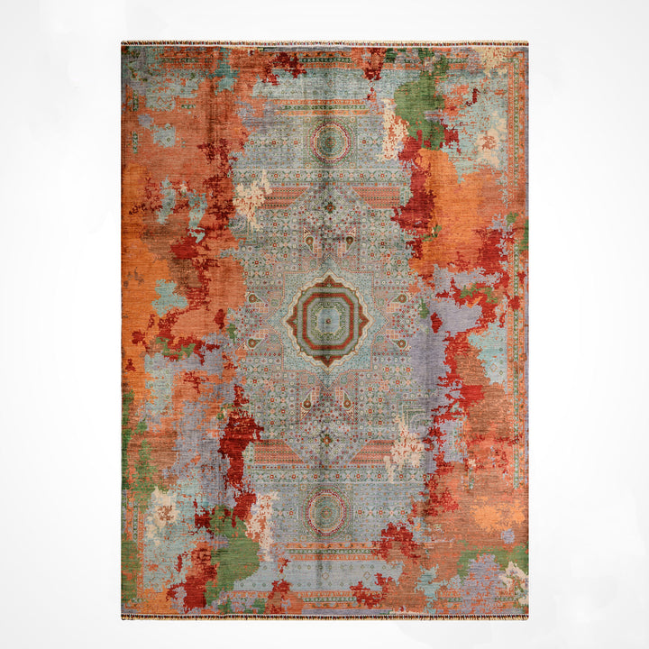 Kırık Memlük Orijinal El Dokuması Multi Kök Boya Yün Halı 301x397 11.95 Metrekare - 10x13 ft