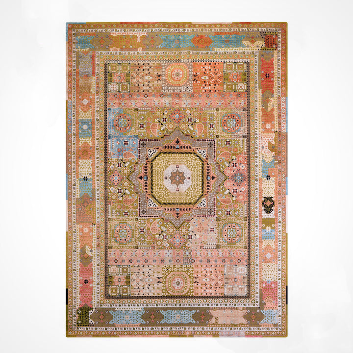 Oxidized Original Hand Woven Multi Wool Silk Carpet 301x432 13 Square Meters - 10x14 ft