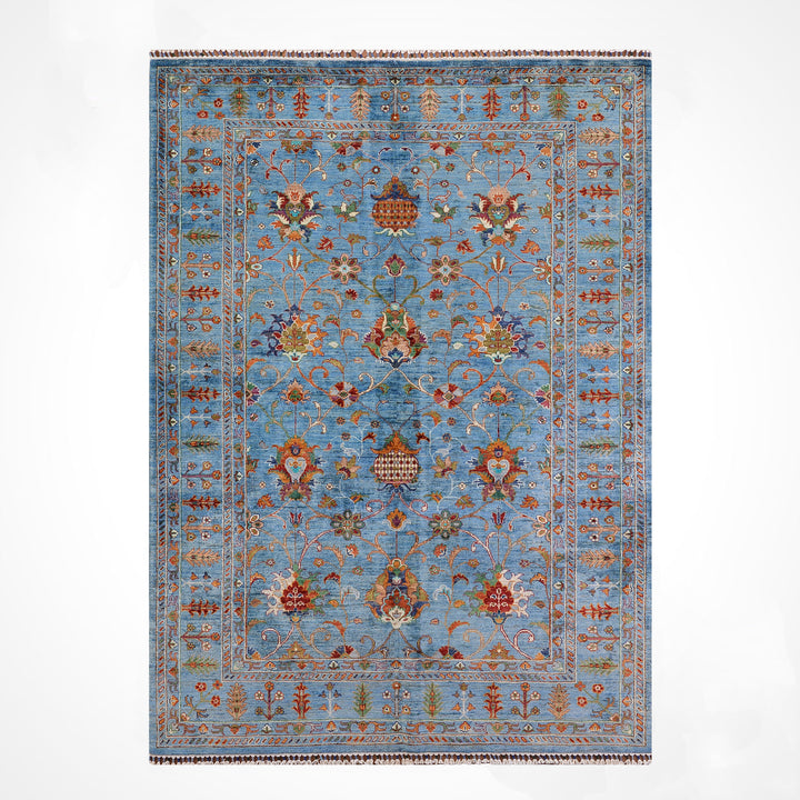 Sultani Binbirgece Original Hand-Woven Blue Vegetable Dyed Wool Carpet 169x247 4.17 Square Meters - 6x8 ft