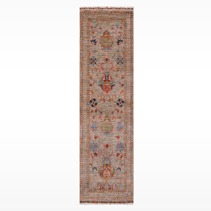 Sultani Binbirgece Yolluk Orijinal El Dokuması Bej Kök Boya Yün Halı 0.70x213 1.49 Metrekare - 3x8 ft