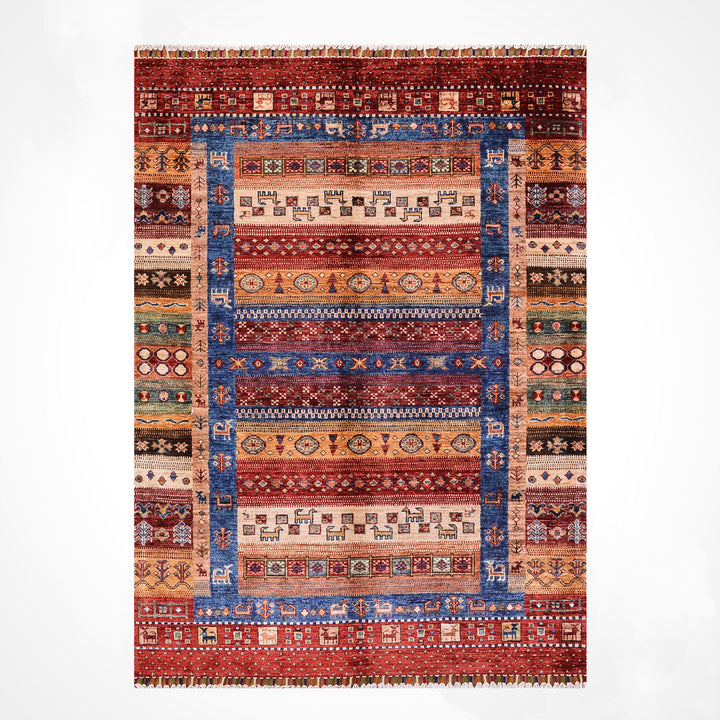 سجادة صوف أصلية من خورجين غابي، منقوشة يدويًا، مصبوغة بصبغة جذور حمراء، 125×180، 2.25 متر مربع - 4×6 قدم 