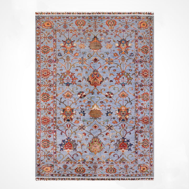 سجادة سلطاني بينبيرجيسي الأصلية المصنوعة يدويًا من الصوف الرمادي المصبوغ بالجذور 120 × 183 سم 2.20 متر مربع - 4 × 6 قدم 