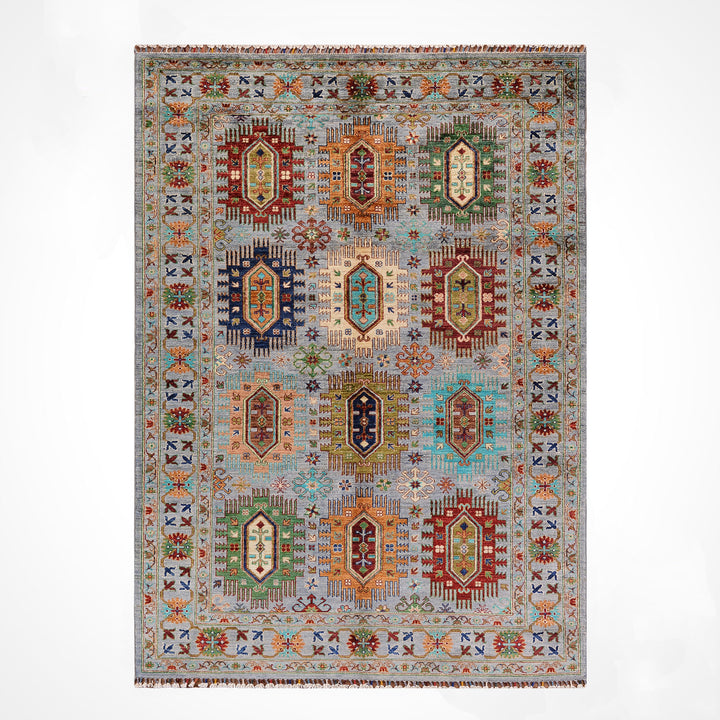 Veziri Orijinal El Dokuması Gri Kök Boya Yün Halı 171x245 4.19 Metrekare - 6x8 ft