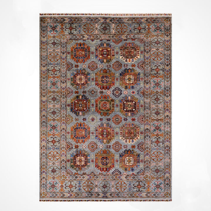 Veziri Original Hand-Woven Gray Vegetable Dyed Wool Carpet 174x238 4.14 Square Meters - 6x8 ft