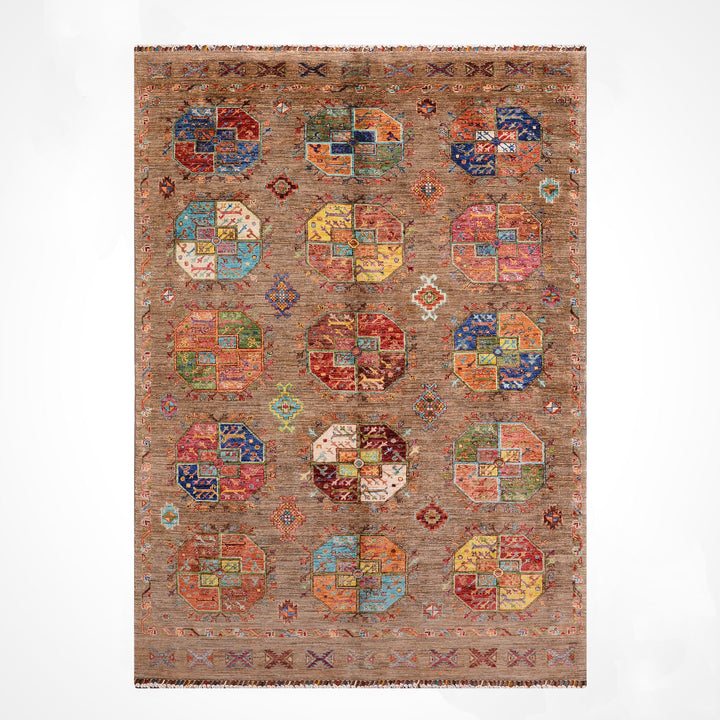 Veziri Original Hand-Woven Beige Vegetable Dyed Wool Carpet 174x240 4.18 Square Meters - 6x8 ft