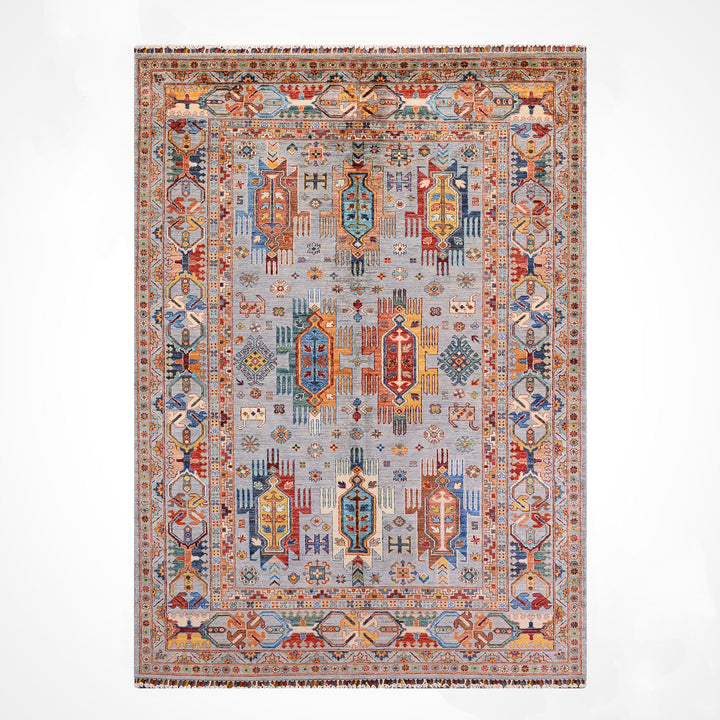 Veziri Orijinal El Dokuması Gri Kök Boya Yün Halı 176x250 4.40 Metrekare - 6x8 ft