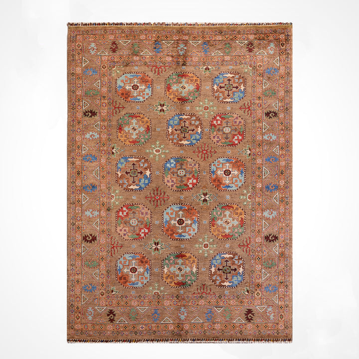 Veziri Original Hand-Woven Brown Vegetable Dyed Wool Carpet 175x256 4.48 Square Meters - 6x8 ft