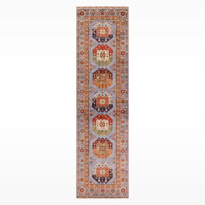 سجادة فيزيري الأصلية المصنوعة يدويًا من الصوف المصبوغ باللون الرمادي الداكن، 0.82 × 300، 2.46 متر مربع - 3 × 10 قدم