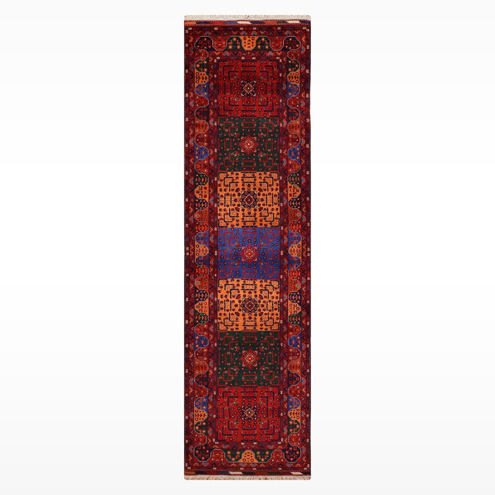 Afgan Halısı Yolluk Bilcik Orijinal El Dokuması Kök Boya Yün 0.77x339 2.61 Metrekare - 2x11 ft