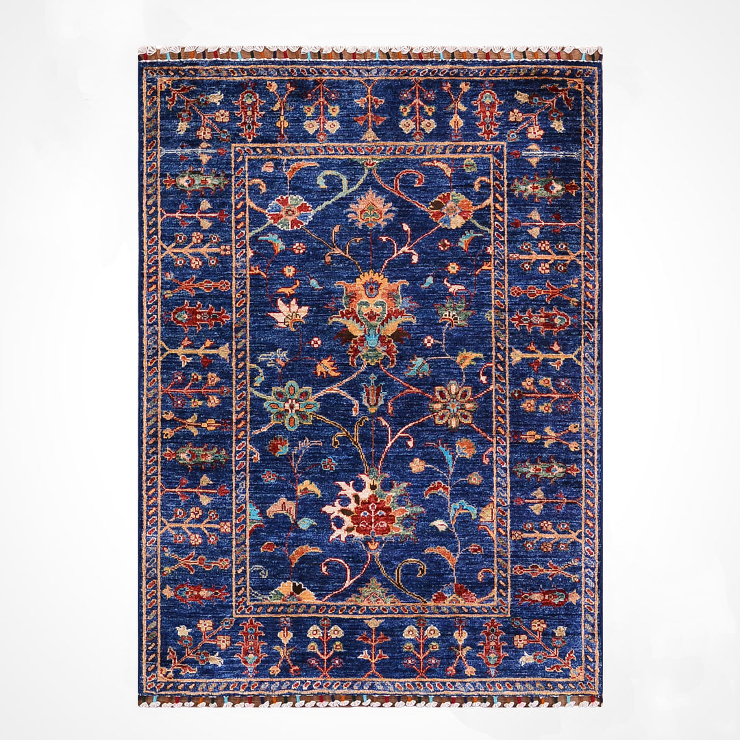 Sultani Binbirgece Orijinal El Dokuması Lacivert Kök Boya Yün Halı 101x148 1.49 Metrekare - 3x5 ft