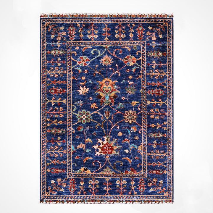 Sultani Binbirgece Orijinal El Dokuması Lacivert Kök Boya Yün Halı 101x148 1.49 Metrekare - 3x5 ft