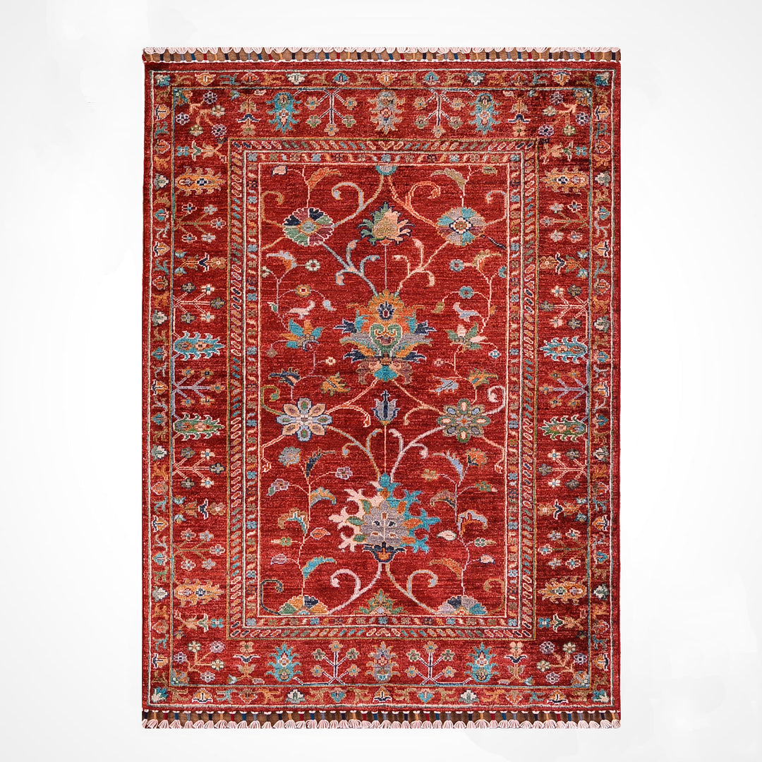 Sultani Binbirgece Orijinal El Dokuması Kırmızı Kök Boya Yün Halı 106x154 1.63 Metrekare - 3x5 ft