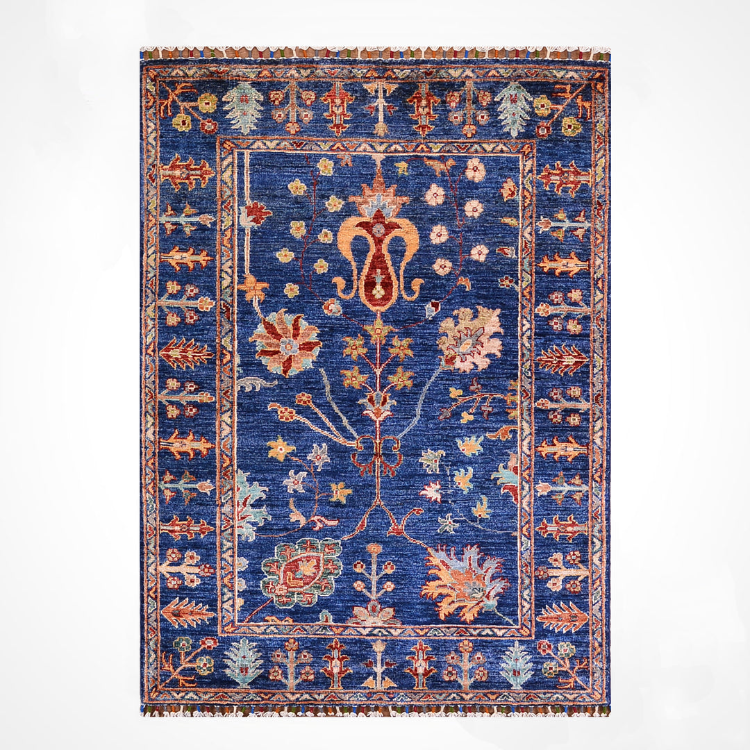 Sultani Binbirgece Orijinal El Dokuması Lacivert Kök Boya Yün Halı 103x153 1.58 Metrekare - 3x5 ft