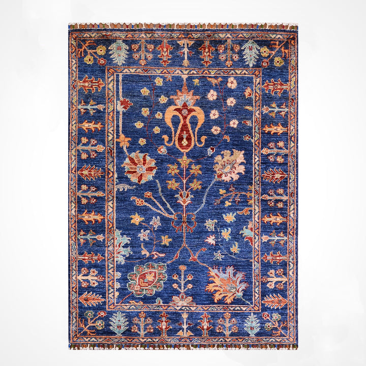 Sultani Binbirgece Orijinal El Dokuması Lacivert Kök Boya Yün Halı 103x153 1.58 Metrekare - 3x5 ft