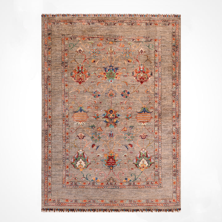 Sultani One Thousand and One Nights Original Handwoven Beige Root Dye Wool Rug 151x201 cm (3.04 square meters) - 5x6 ft 