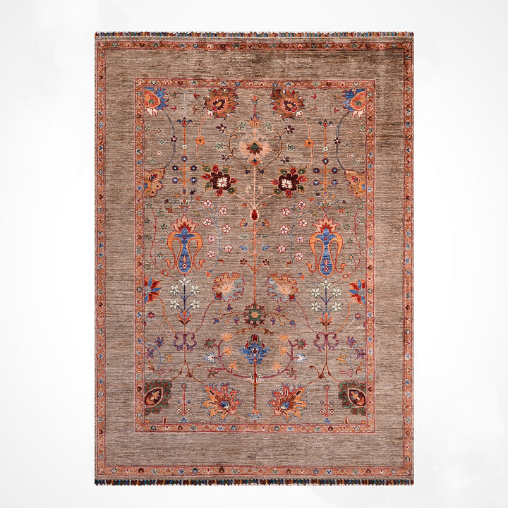 Sultani One Thousand and One Nights Original Handwoven Beige Root Dye Wool Rug 153x204 cm (3.12 square meters) - 5x6 ft 