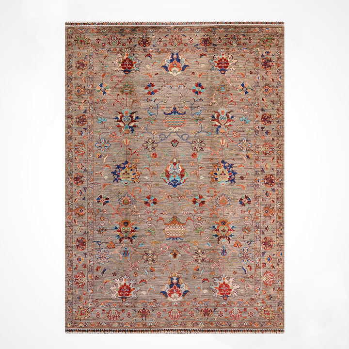 Sultani Binbirgece Original Hand-Woven Beige Root Dye Wool Carpet 175x240 4.20 Square Meters - 5x8 ft 