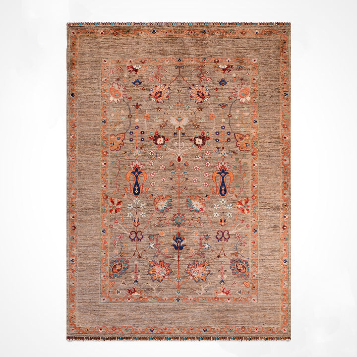 Sultani One Thousand and One Nights Original Handwoven Beige Root Dye Wool Rug 168x252 cm (4.23 square meters) - 5x8 ft