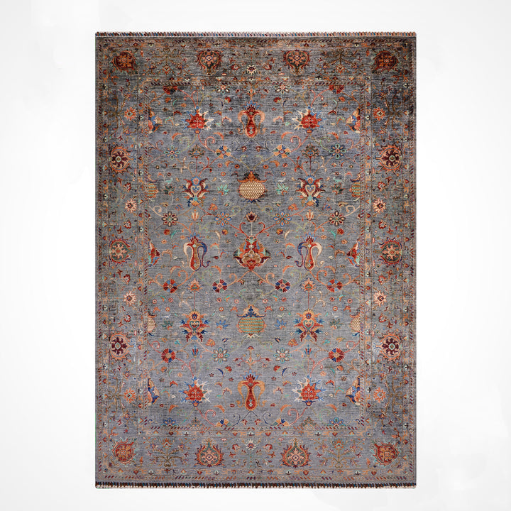 Sultani One Thousand and One Nights Original Handwoven Grey Root Dye Wool Rug 215x298 cm (6.41 square meters) - 8x10 ft 