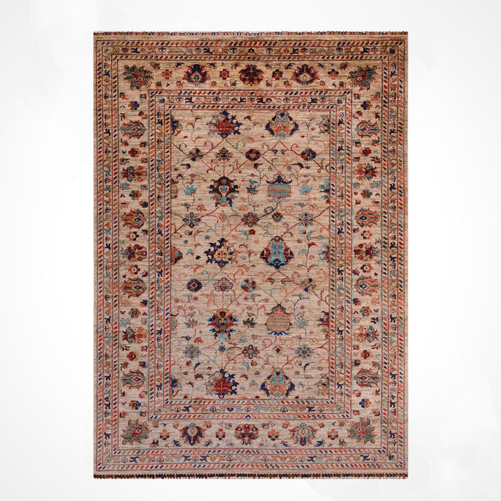 Sultani One Thousand and One Nights Original Handwoven Beige Root Dye Wool Rug 206x300 cm (6.18 square meters) - 7x10 ft 