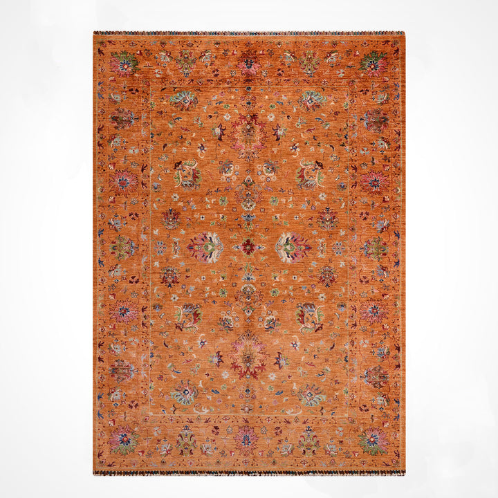 Sultani One Thousand and One Nights Original Handwoven Orange Root Dye Wool Rug 207x297 cm (6.04 square meters) - 7x10 ft 
