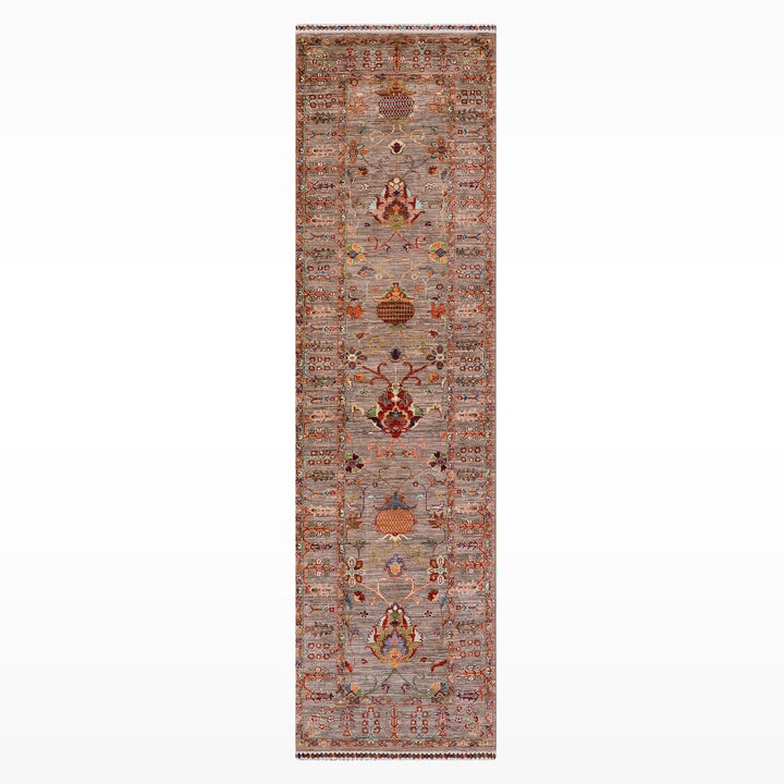 Sultani One Thousand and One Nights Runner Rug, Original Handwoven, Beige, Natural Dye Wool Carpet, 0.85x300 cm (2.55 square meters) - 3x10 ft 