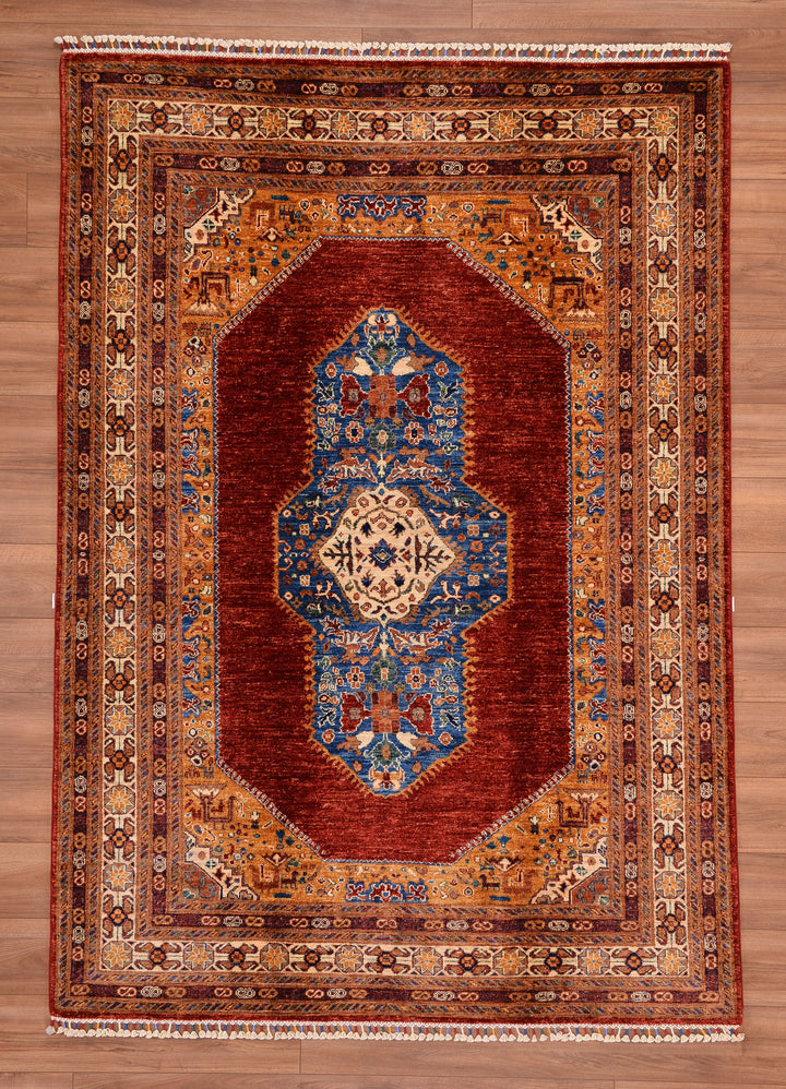 Heriz Red Original Vegetable Dyed Hand Woven Wool Carpet 174x246 4.28 Square Meters - 5x8 ft