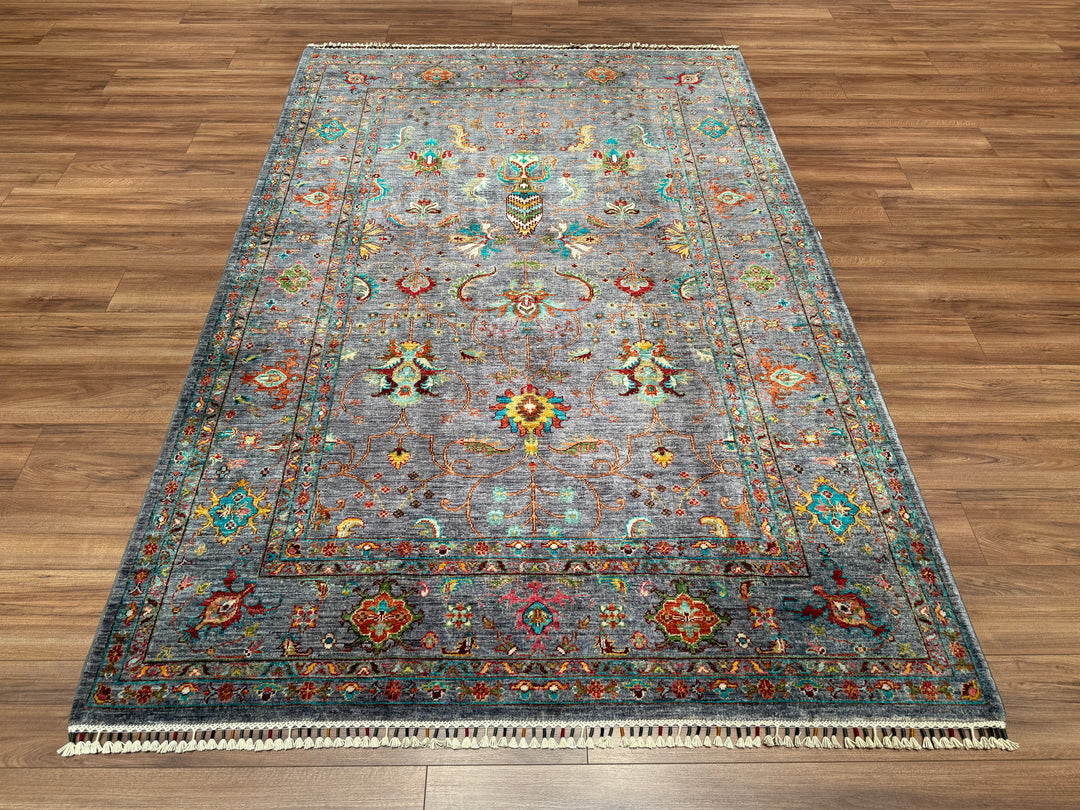 Sultani Binbirgece Orjinal El Dokuması Gri Kök Boya Yün Halı 175x260 4.55 Metrekare - 5x8 ft