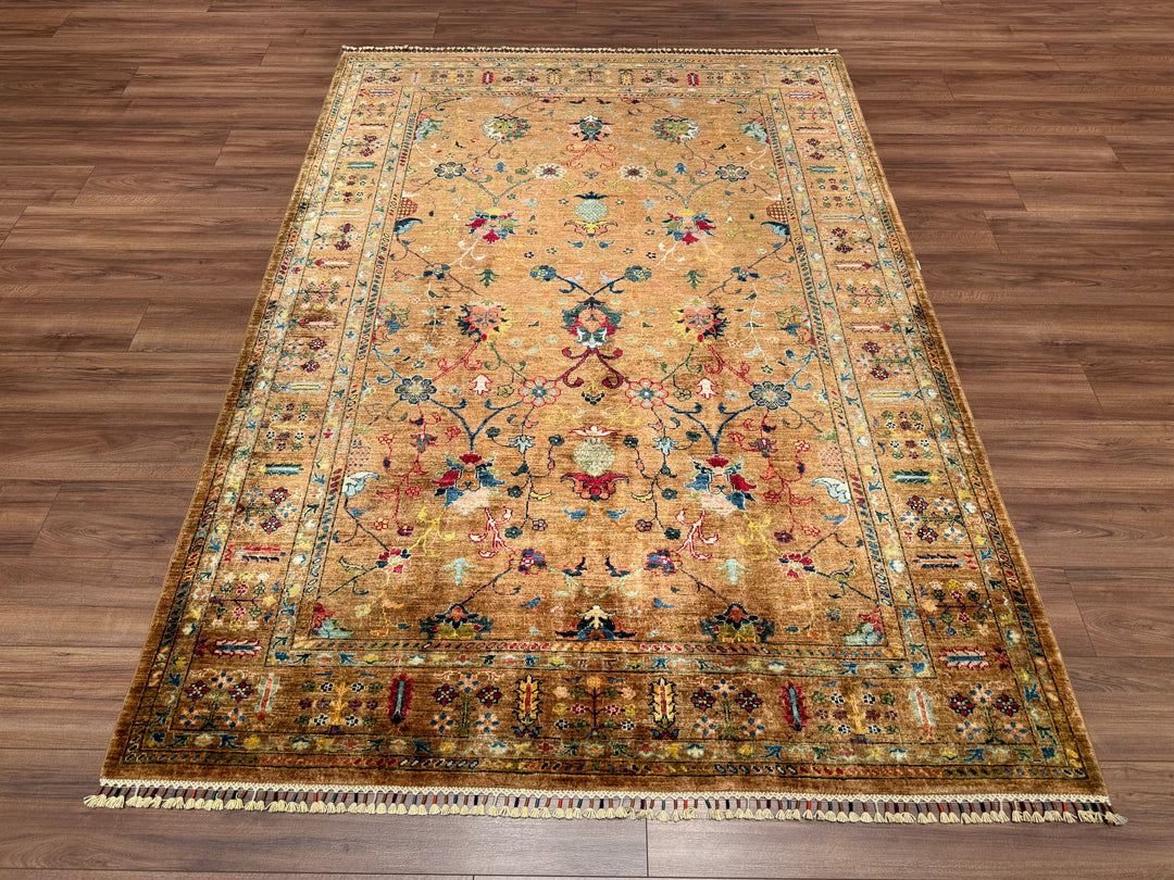 Sultani Binbirgece Original Hand Woven Beige Vegetable Dyed Wool Carpet 175x245 4.29 Square Meters - 5x8 ft