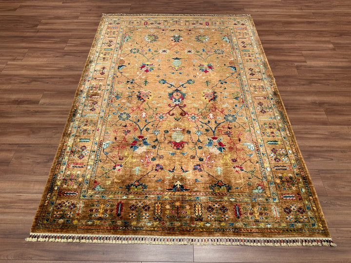 Sultani Binbirgece Orjinal El Dokuması Bej Kök Boya Yün Halı 175x245 4.29 Metrekare - 5x8 ft