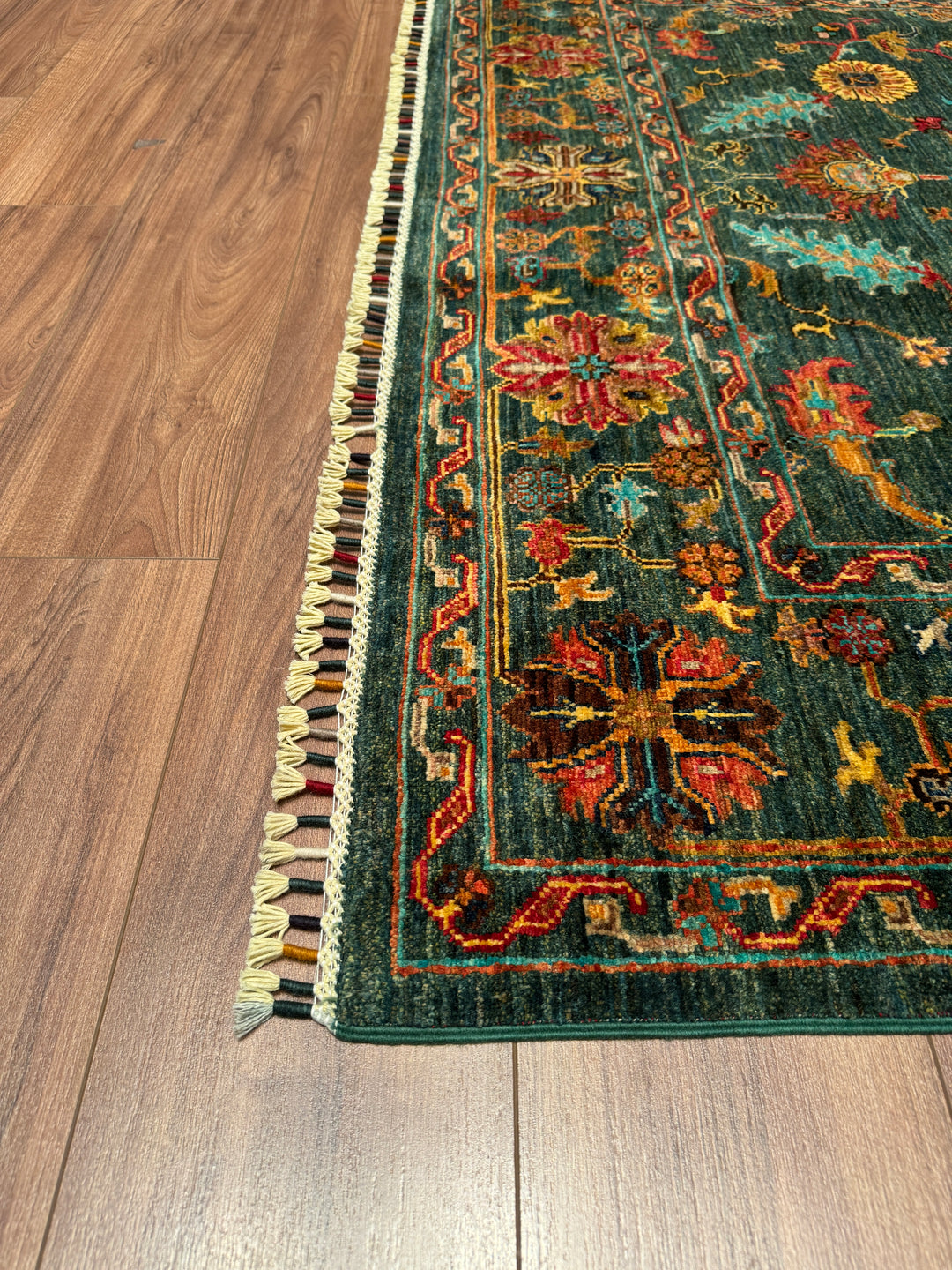 Sultani Binbirgece Original Hand Woven Green Vegetable Dyed Wool Carpet 174x249 4.33 Square Meters - 5x8 ft