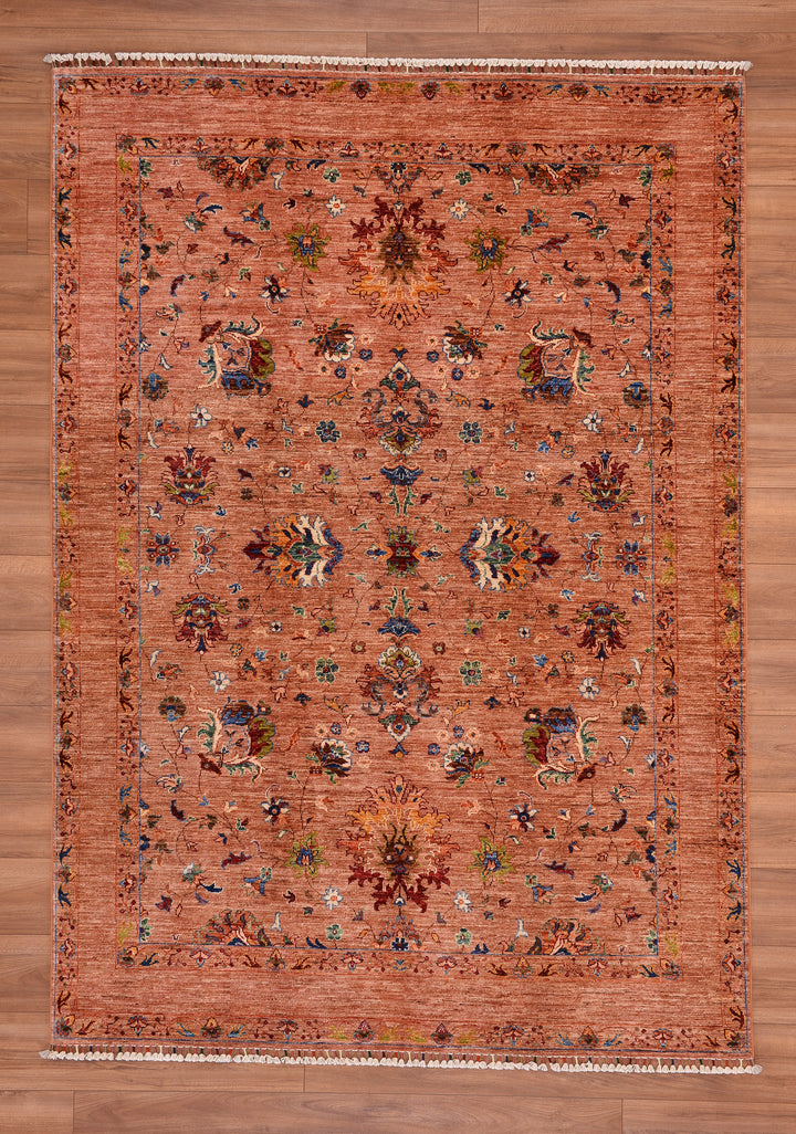 Sultani Binbirgece Original Hand Woven Pink Vegetable Dyed Wool Carpet 177x251 4.44 Square Meters - 5x8 ft