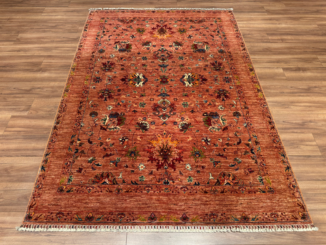 Sultani Binbirgece Original Hand Woven Pink Vegetable Dyed Wool Carpet 177x251 4.44 Square Meters - 5x8 ft