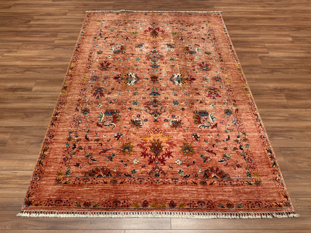 Sultani Binbirgece Original Hand Woven Pink Vegetable Dyed Wool Carpet 177x251 4.44 Square Meters - 5x8 ft