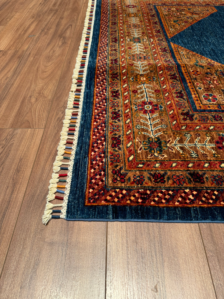 Heriz Blue Original Vegetable Dyed Hand Woven Wool Carpet 171x243 4.16 Square Meters - 5x8 ft