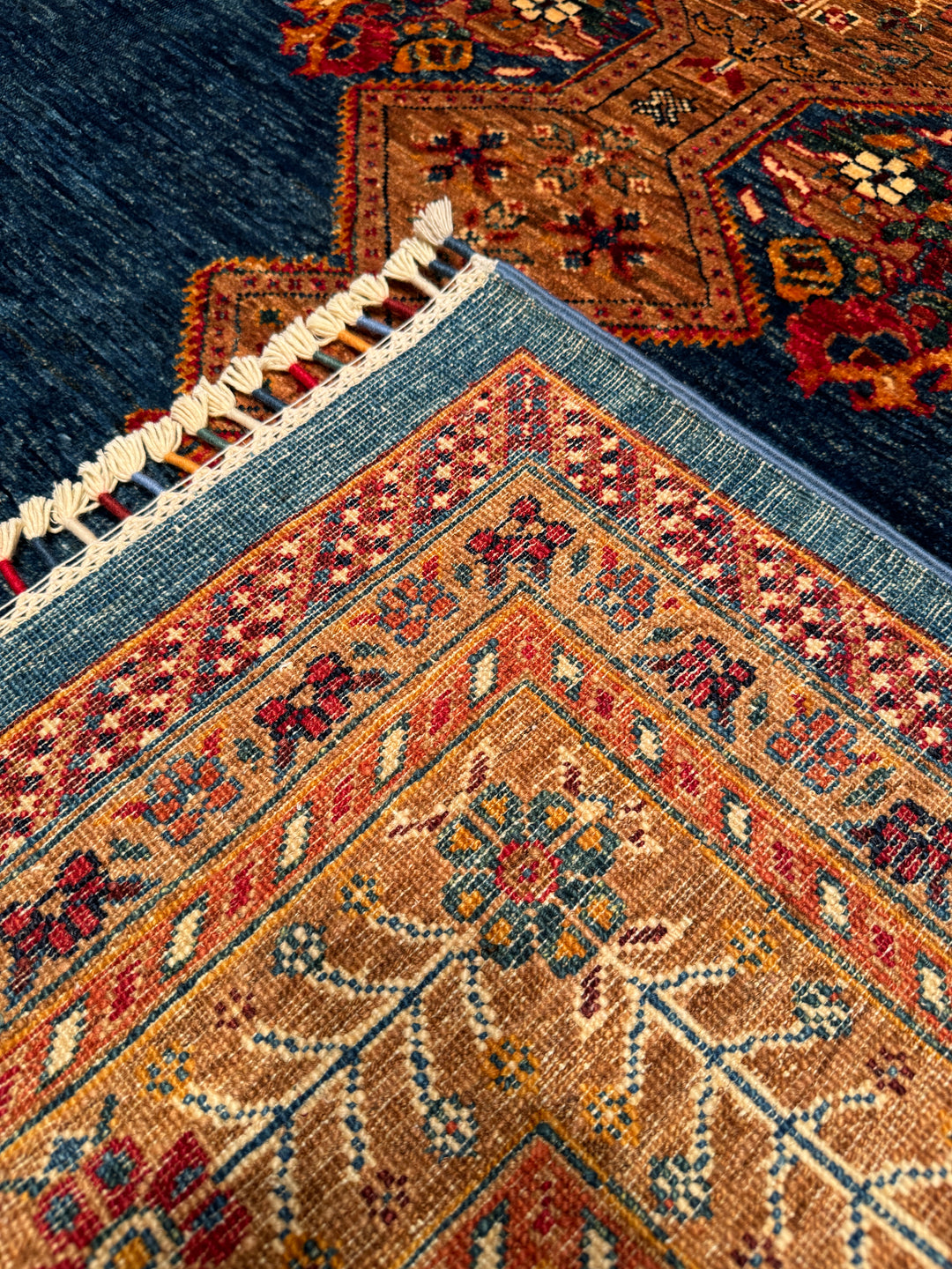 Heriz Blue Original Vegetable Dyed Hand Woven Wool Carpet 171x243 4.16 Square Meters - 5x8 ft