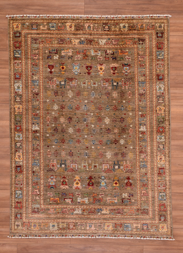 Pazırık Original Hand Woven Beige Vegetable Dyed Wool Carpet 179x238 4.26 Square Meters - 6x9 ft