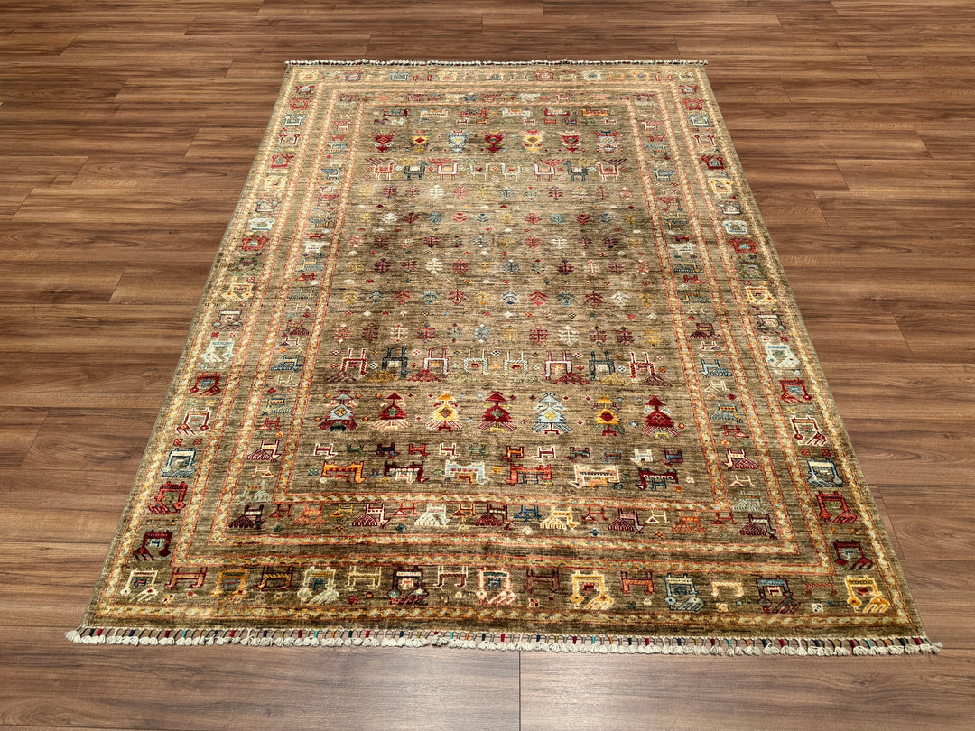 Pazırık Original Hand Woven Beige Vegetable Dyed Wool Carpet 179x238 4.26 Square Meters - 6x9 ft