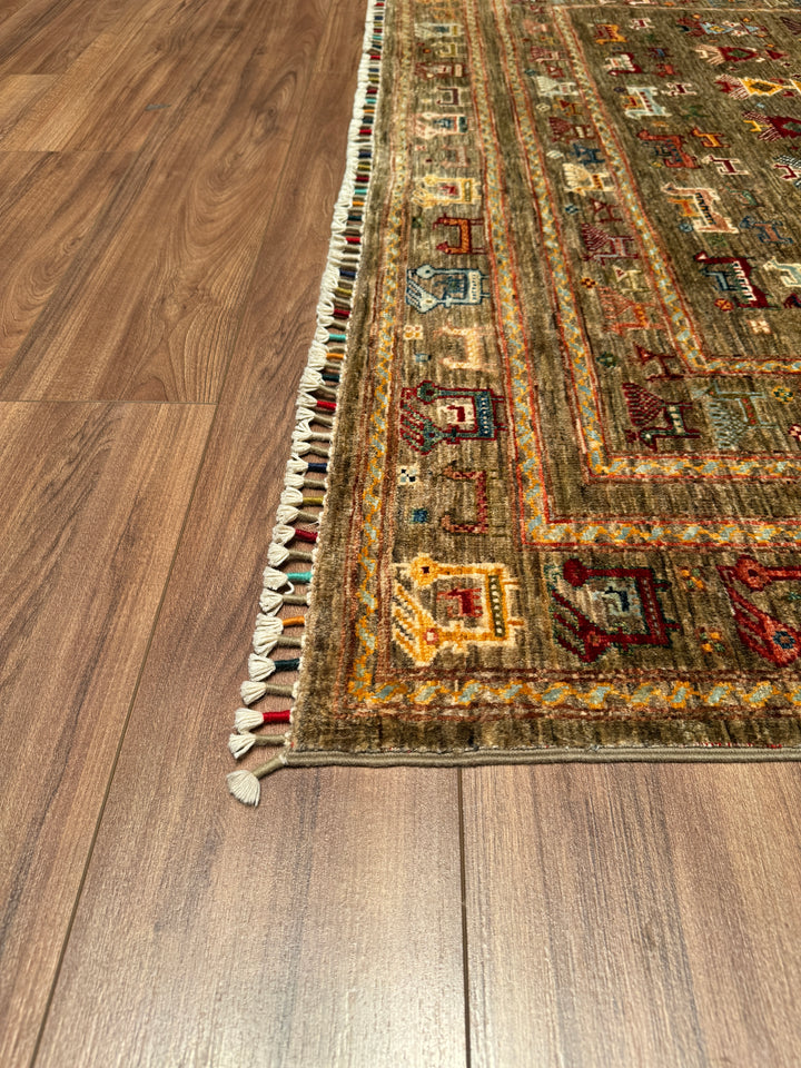 Pazırık Original Hand Woven Beige Vegetable Dyed Wool Carpet 179x238 4.26 Square Meters - 6x9 ft