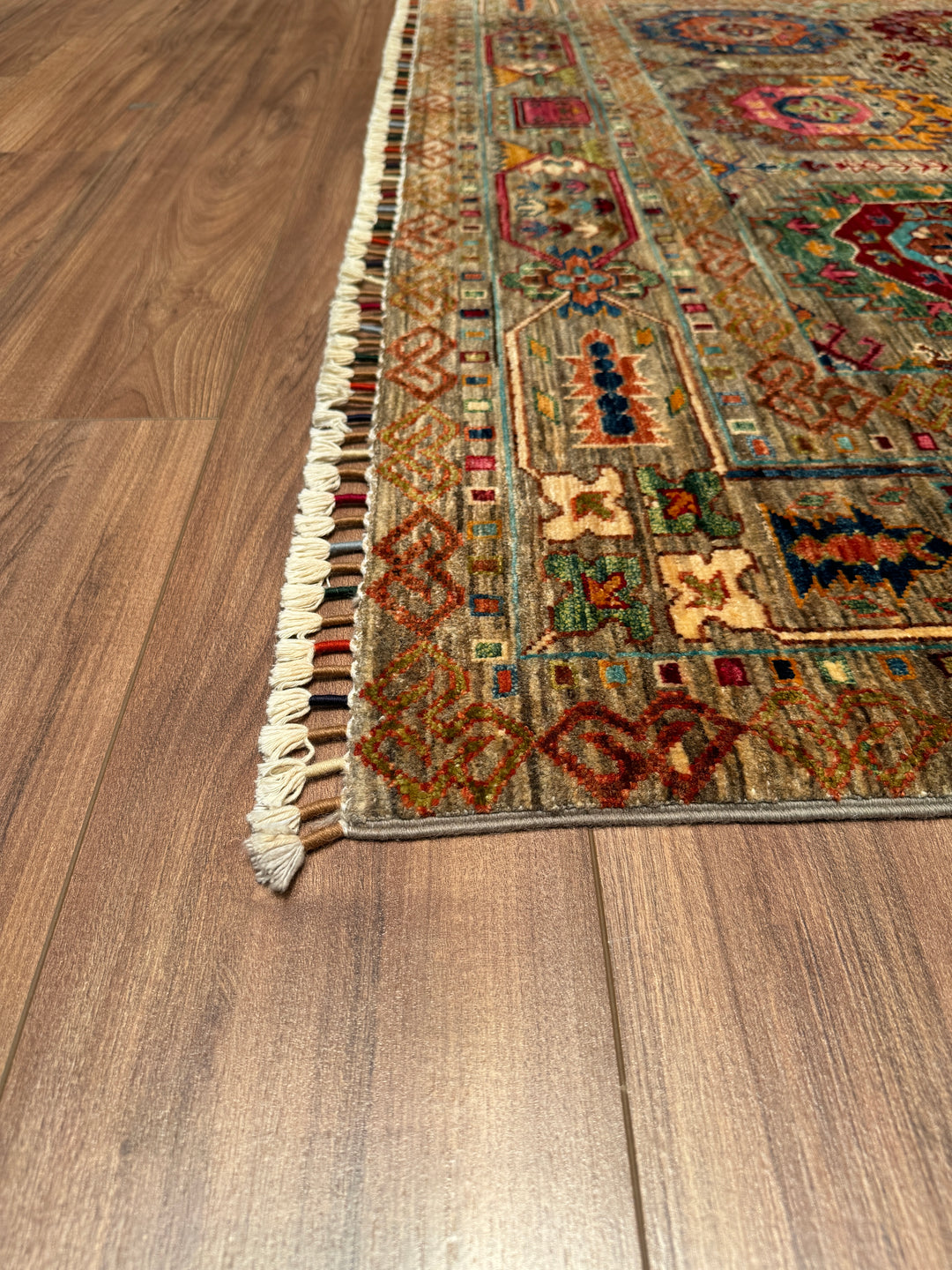 Veziri Original Hand Woven Beige Vegetable Dyed Wool Carpet 174x230 4 Square Meters - 6x8 ft