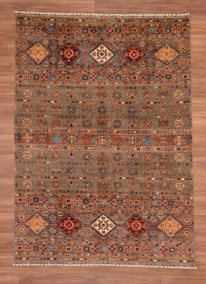 Khorjin Original Hand Woven Beige Vegetable Dyed Wool Carpet 175x239 4.18 Square Meters - 6x9 ft