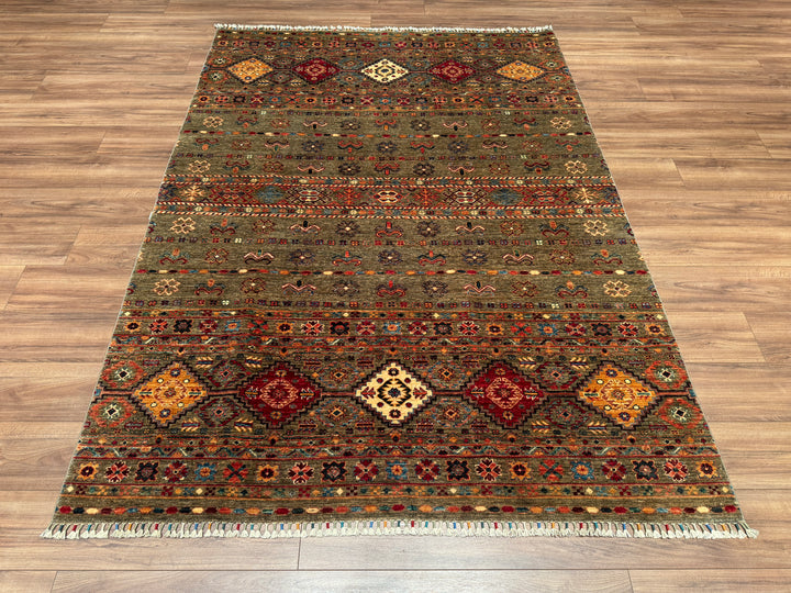 Khorjin Original Hand Woven Beige Vegetable Dyed Wool Carpet 175x239 4.18 Square Meters - 6x9 ft