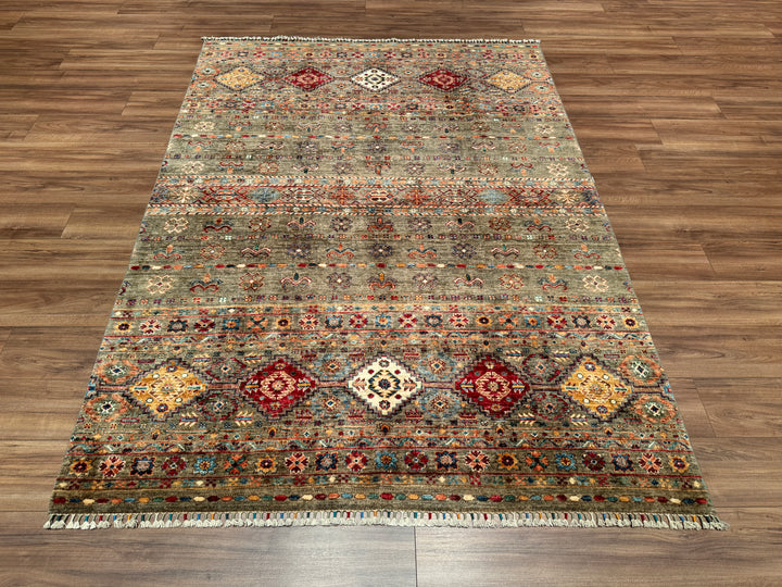 Khorjin Original Hand Woven Beige Vegetable Dyed Wool Carpet 175x239 4.18 Square Meters - 6x9 ft