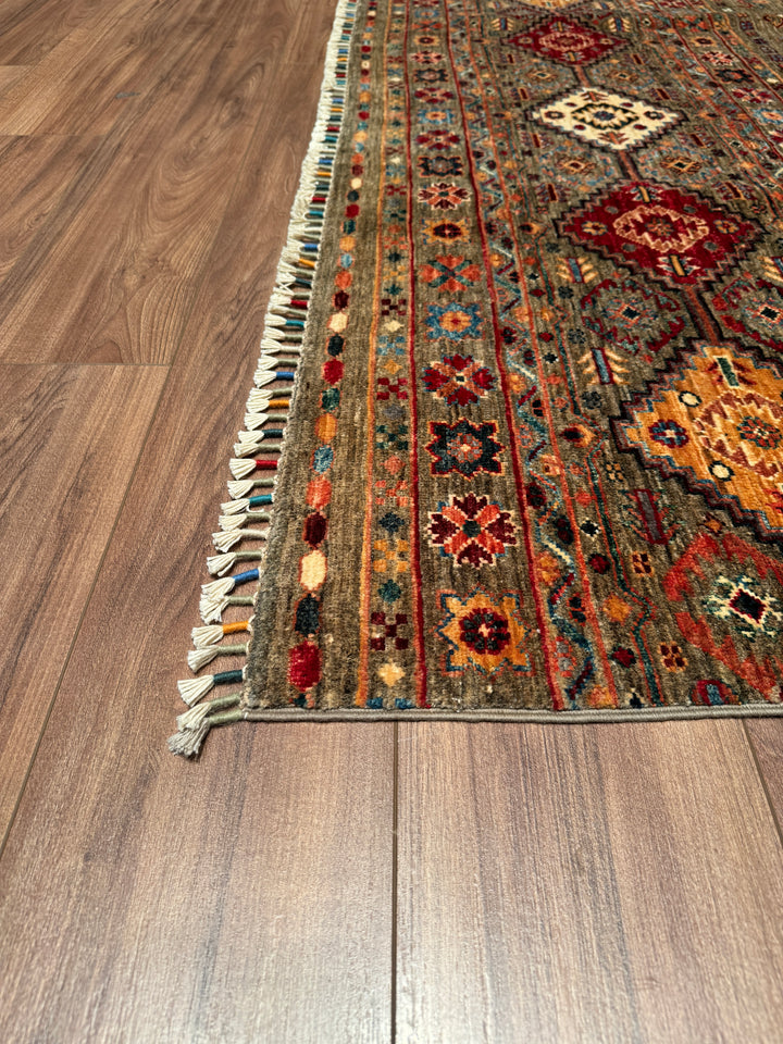 Khorjin Original Hand Woven Beige Vegetable Dyed Wool Carpet 175x239 4.18 Square Meters - 6x9 ft