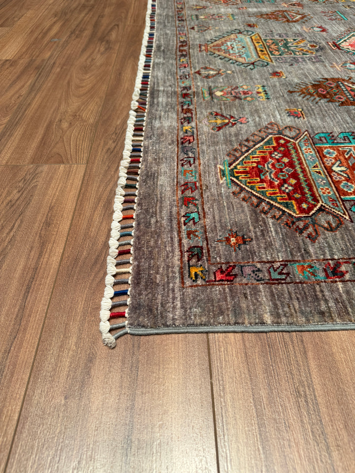 Veziri Original Hand Woven Gray Vegetable Dyed Wool Carpet 178x242 4.31 Square Meters - 6x8 ft