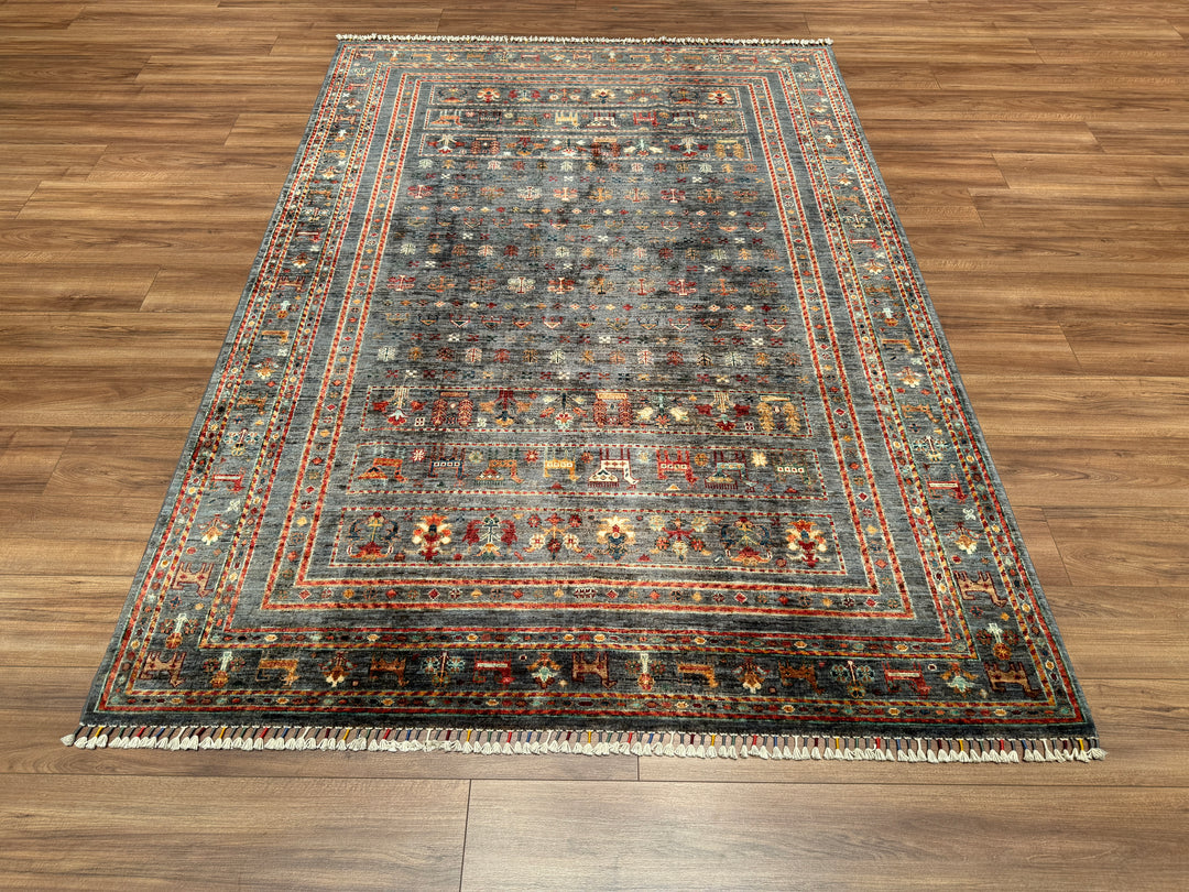 Khorjin Original Hand Woven Anthracite Vegetable Dyed Wool Carpet 179x252 4.51 Square Meters - 6x9 ft